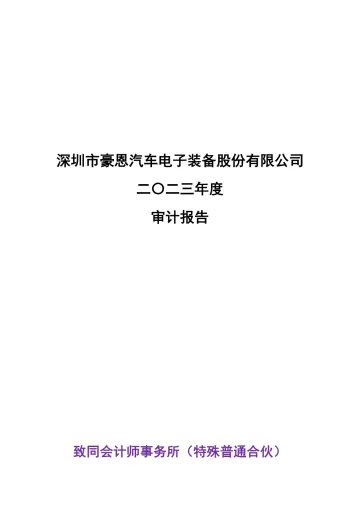 豪恩汽电：2023年年度审计