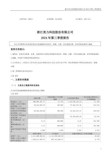 美力科技：2024年三季度