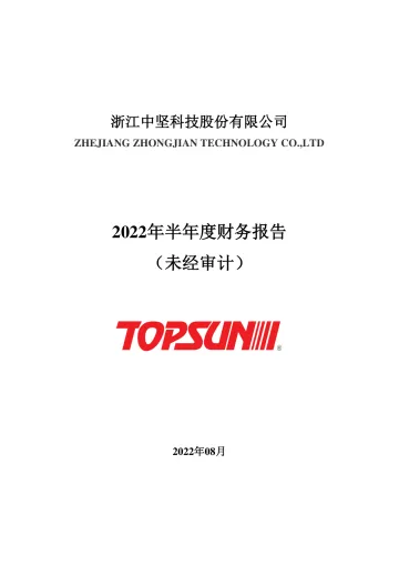 中坚科技：2022年半年度财务