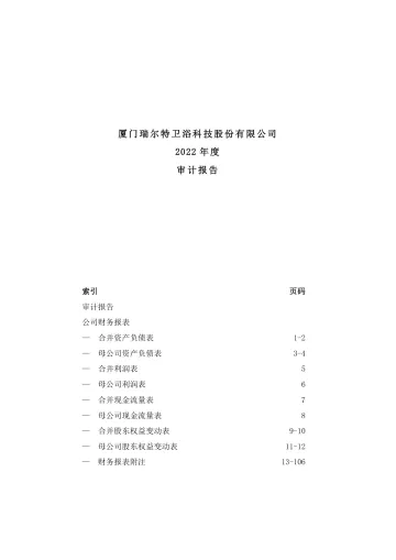 瑞尔特：2022年年度审计