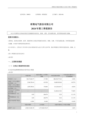 研奥股份：2024年三季度