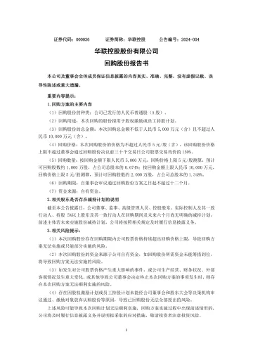 华联控股：华联控股回购股份