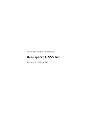 合众思壮:HEMISPHERE GNSS INC. 2021年度及2022年1-12月合并审计