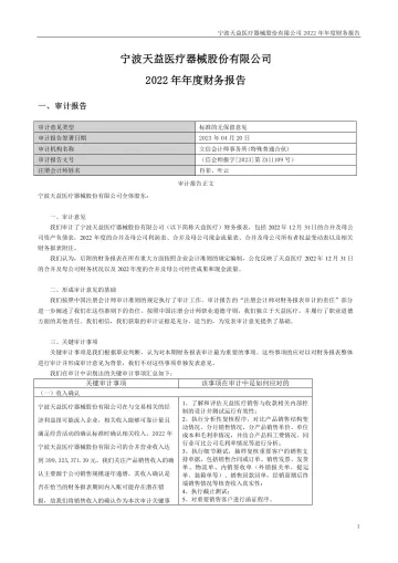 天益医疗：2022年年度财务