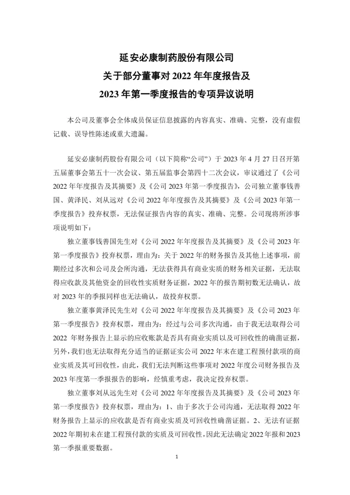 ST必康：关于部分董事对2022年年度