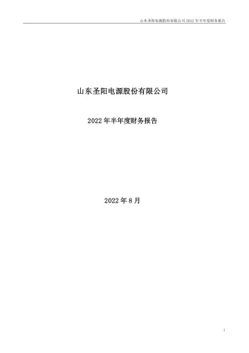 圣阳股份：2022年半年度财务