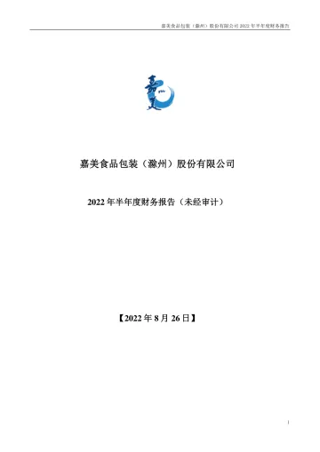 嘉美包装：2022年半年度财务