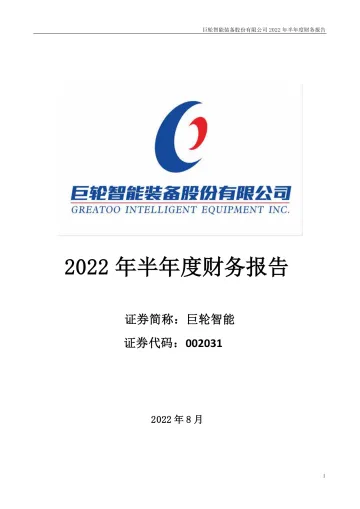 巨轮智能：2022年半年度财务