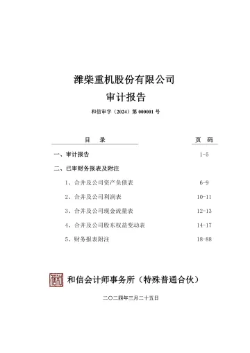 潍柴重机：2023年年度审计