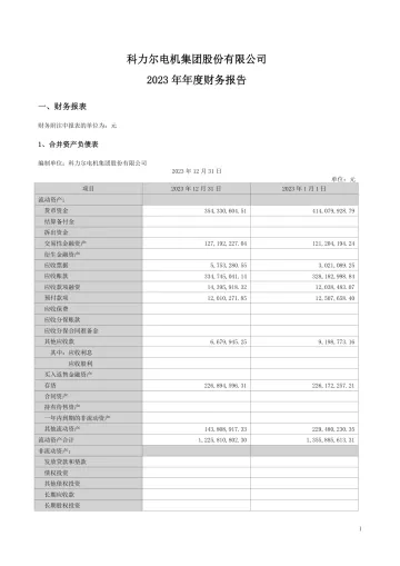科力尔：2023年年度财务