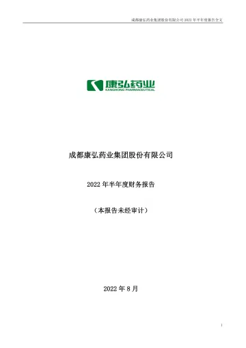 康弘药业：2022年半年度财务