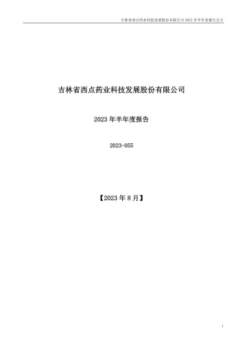 西点药业：2023年半年度