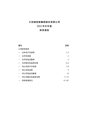 大悦城：2022年半年度财务