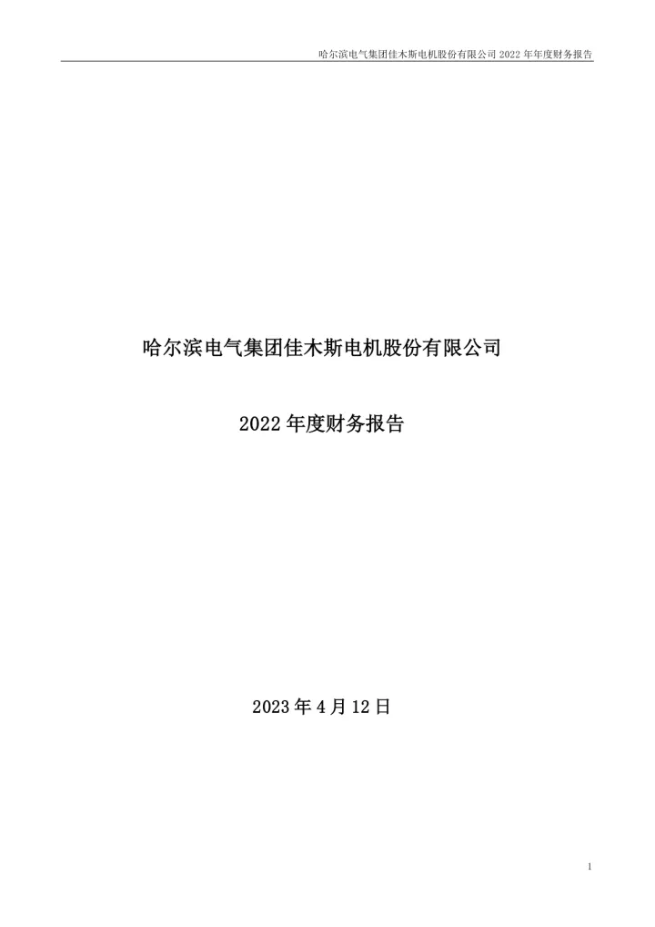 佳电股份：2022年年度财务