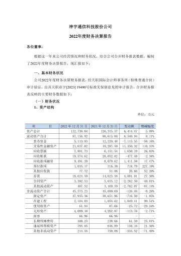 神宇股份：2022年度财务决算