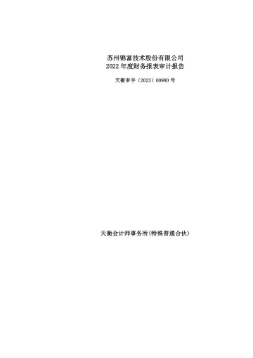 锦富技术：2022年年度审计