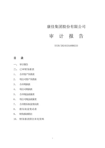 深康佳Ａ：2023年年度审计