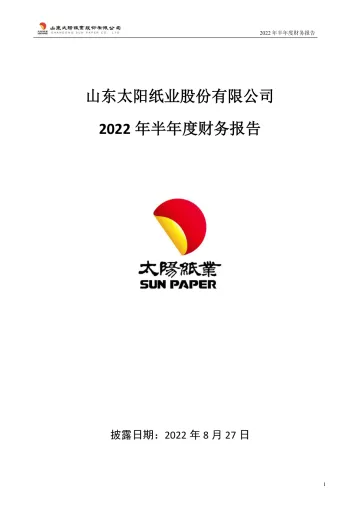 太阳纸业：2022年半年度财务