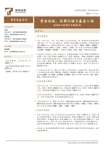 2025年01月26日更新-【德邦证券】流动性与机构行为跟踪30:资金收敛,农商行接力基金入场