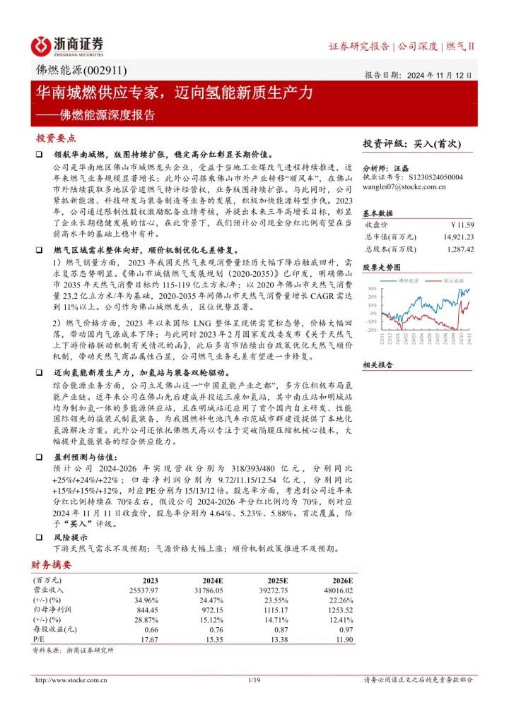 佛燃能源(002911)华南城燃供应专家，迈向氢能新质生产力_1