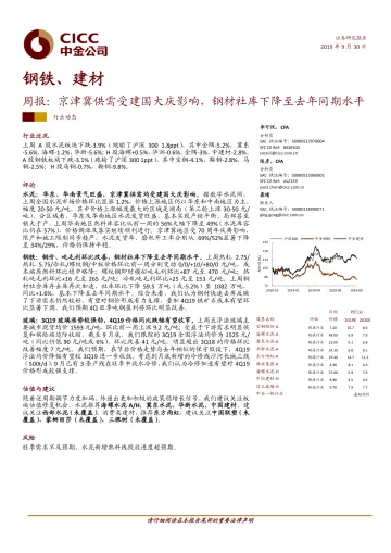 2019-钢铁、建材行业周报:京津冀供需受建国大庆影响,钢材社库下降至去年同期水平-20190930-中金公司-16页