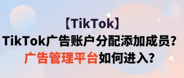 【TikTok】TikTok广告账户分配添加成员？广告管理平台如何进入？