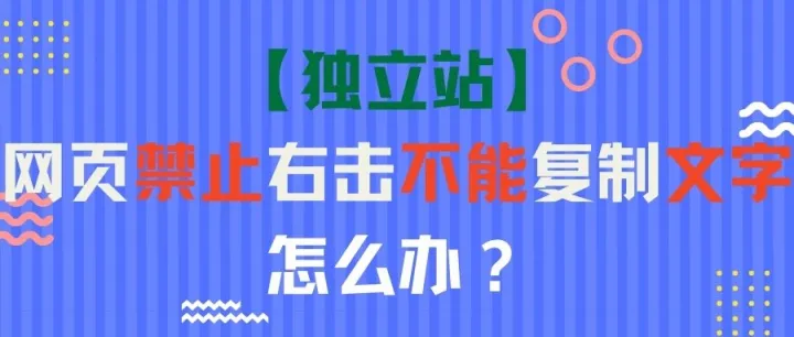 【独立站】网页禁止右击不能复制文字怎么办？